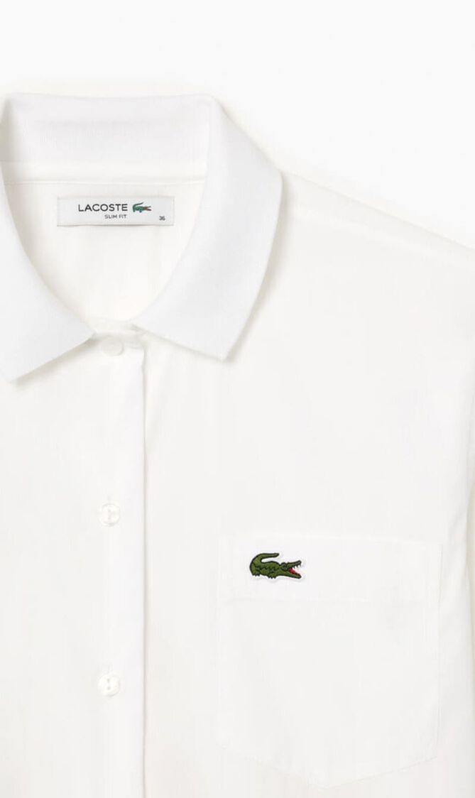 Poplin Shirt with Ribbed Collar