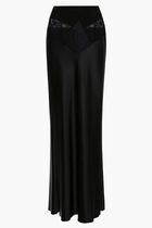SATIN LACE LONG SKIRT BLACK NO COLOR