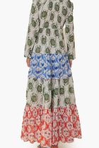 Stamp Mix Long Sleeve Maxi Dress