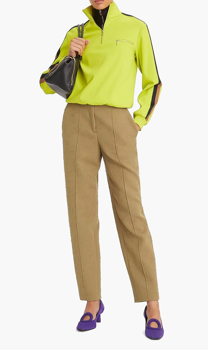 Pintuck tapered wool trousers