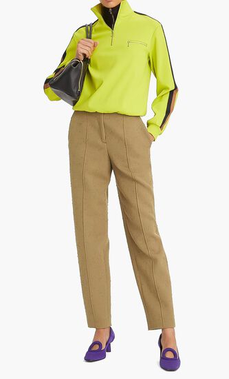Pintuck tapered wool trousers