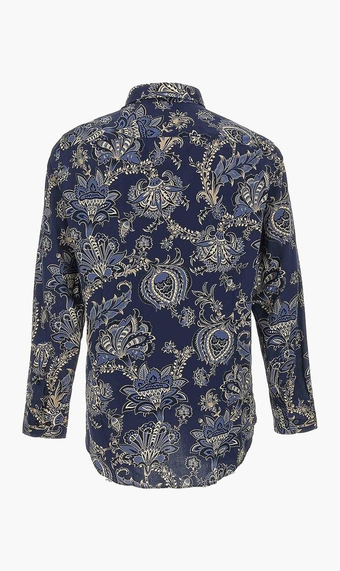 Paisley-Printed Curved Hem Shirt