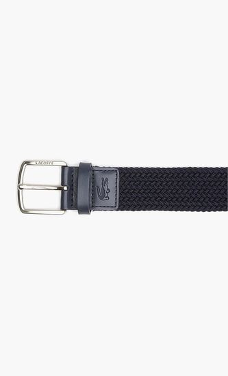 Logo Engraved Buckle Stretch Knitted Belt
