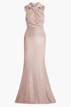 LONG DRESS - PLEATED METALLIC VOILE