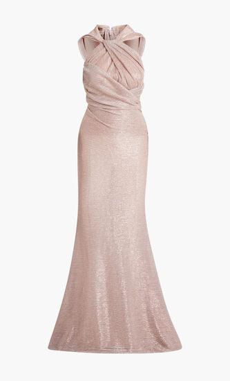 LONG DRESS - PLEATED METALLIC VOILE