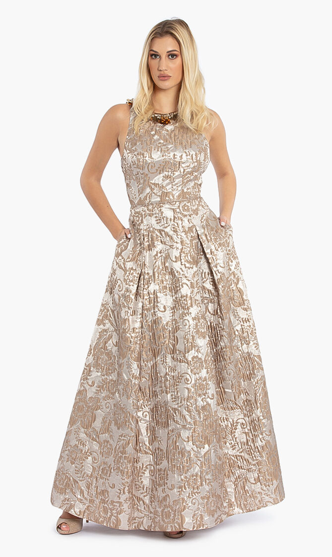 Acquard Ballgown Floral Dress