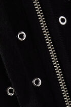 Grommeted Wool Zip-Up Hoodie