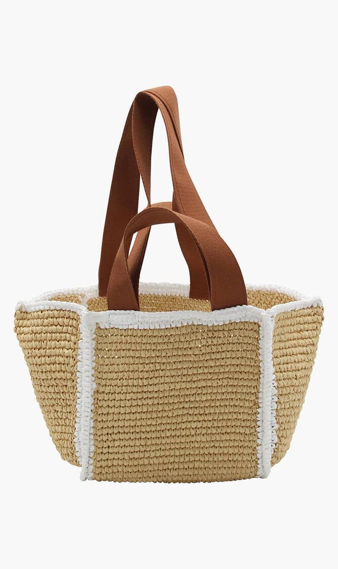Raffia Effect Macram&eacute; Knitted Sillo Shopping Bag