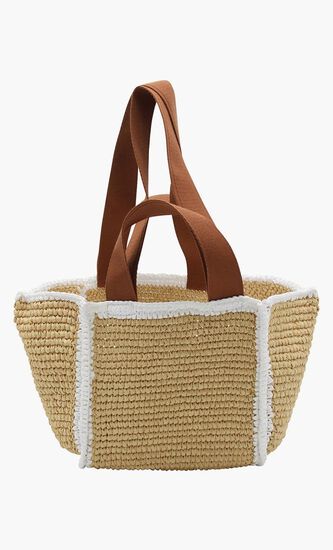 Raffia Effect Macram&eacute; Knitted Sillo Shopping Bag