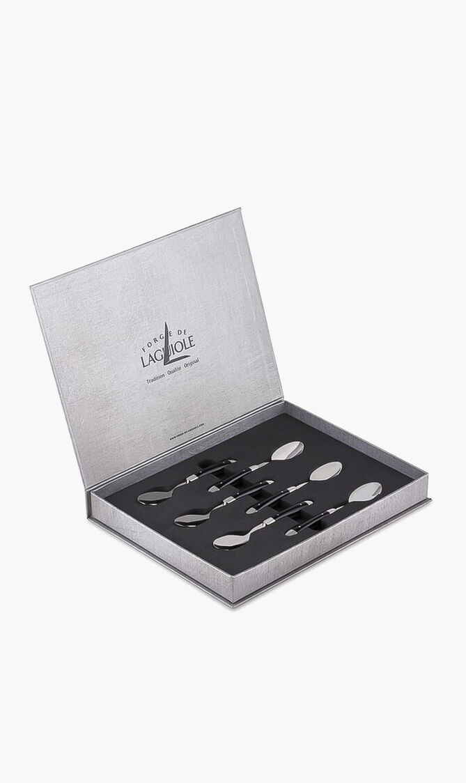 طقم من ملاعق القهوة بمقابض سوداء - 6 ملاعق طقم من ملاعق القهوة بمقابض سوداء - 6 ملاعق