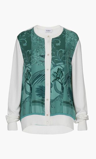 Interlock Raw Cut Print Cardigan