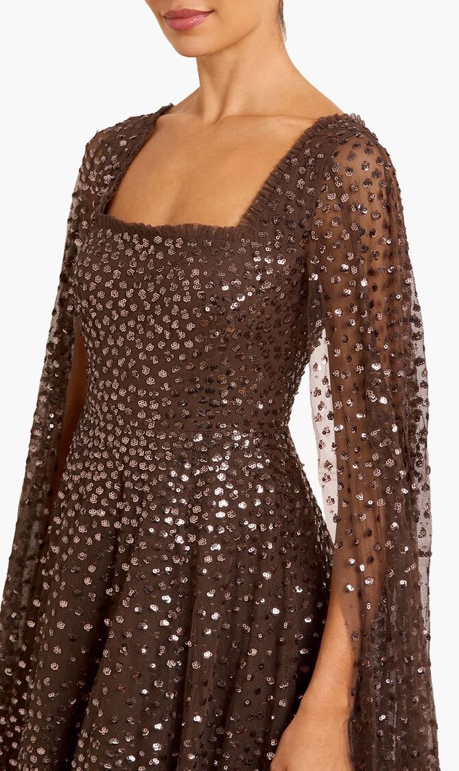 Scatter Dot Cape Sleeve Ankle Gown