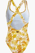 Tahiti Flowers Crossed Back Straps One Piece Swimsuit Tahiti Flowers Crossed Back Straps One Piece Swimsuit