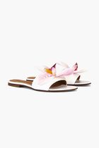 FLOWER WHITE LEATHER SLIDES