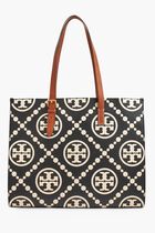T Monogram Contrast Tote Bag