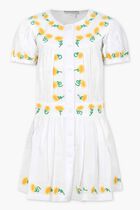 White dress for girl with embroidered sunflowers
