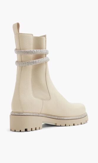 IVORY CALF/SILVER SHADE STRASS
