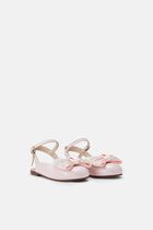 STRASSED EMBELLISED SATIN BOW DECORATED SLING BACK FLATS