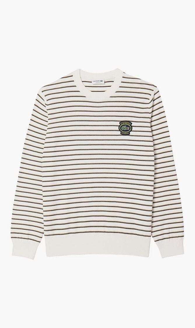 Classic Fit Striped Cotton Crew Neck Sweatshirt