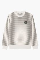 Classic Fit Striped Cotton Crew Neck Sweatshirt