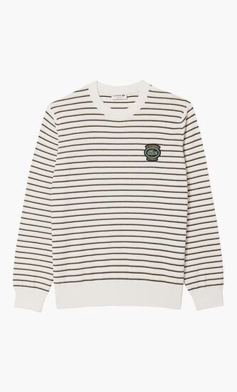 Classic Fit Striped Cotton Crew Neck Sweatshirt