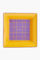 Tartan Trinket Tray Square Small Yellow