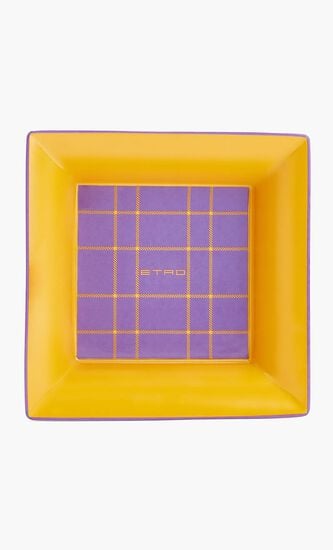 Tartan Trinket Tray Square Small Yellow