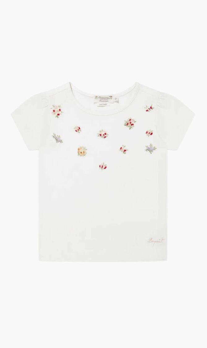 Capricia Pearl Floral Embroidered T-Shirt