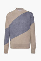 WOOL HALF ENGLISH RIBLONG SLEEVES ROUND-NECK