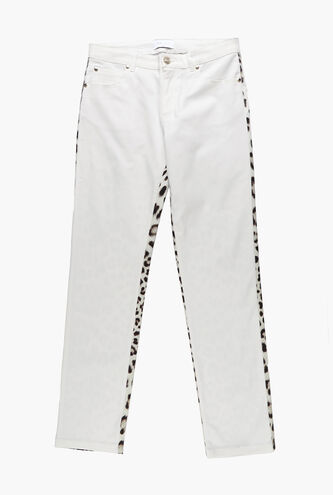 Gabardine Leopard Print Jeans