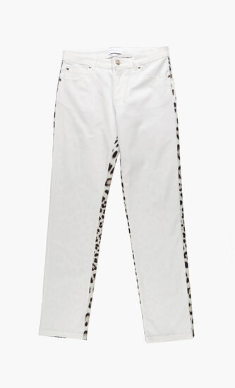 Gabardine Leopard Print Jeans
