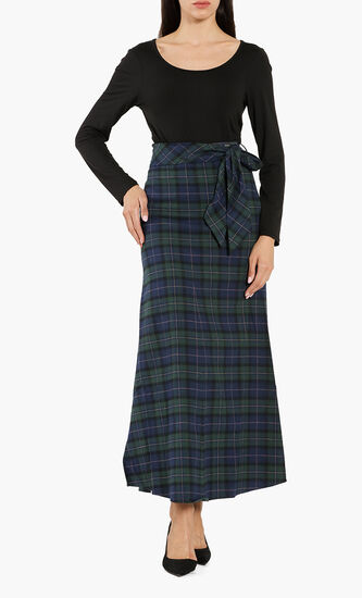 Checked A-Line Maxi Skirt