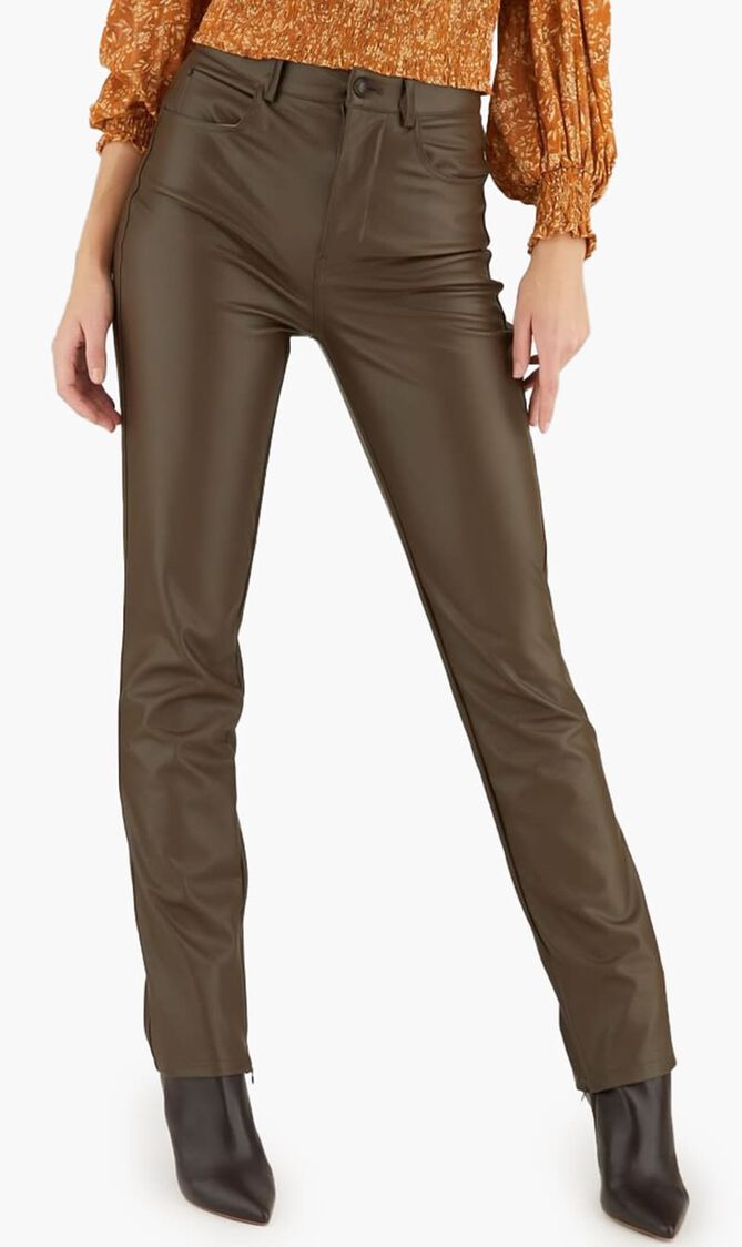 Caroline Pants - Coated Jersey Faux Leather