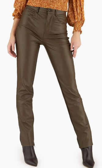 Caroline Pants - Coated Jersey Faux Leather