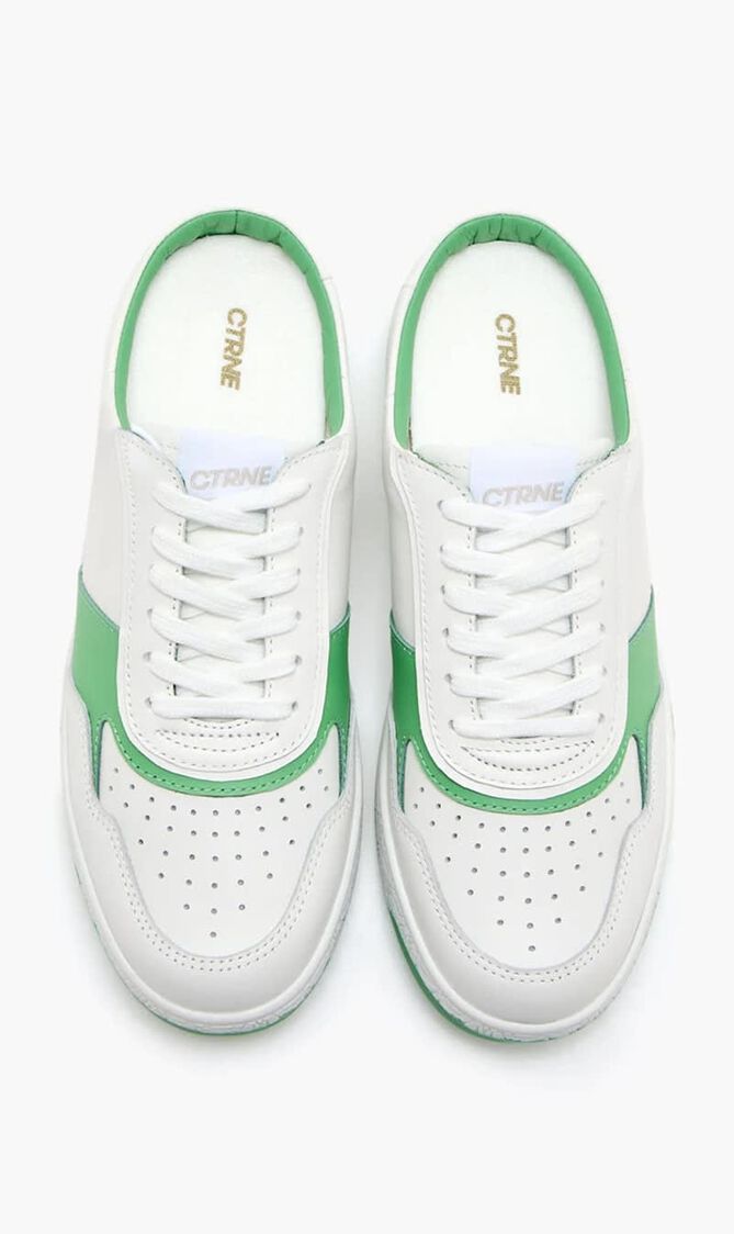 MULE WHITE GREEN LEATHER LADIES