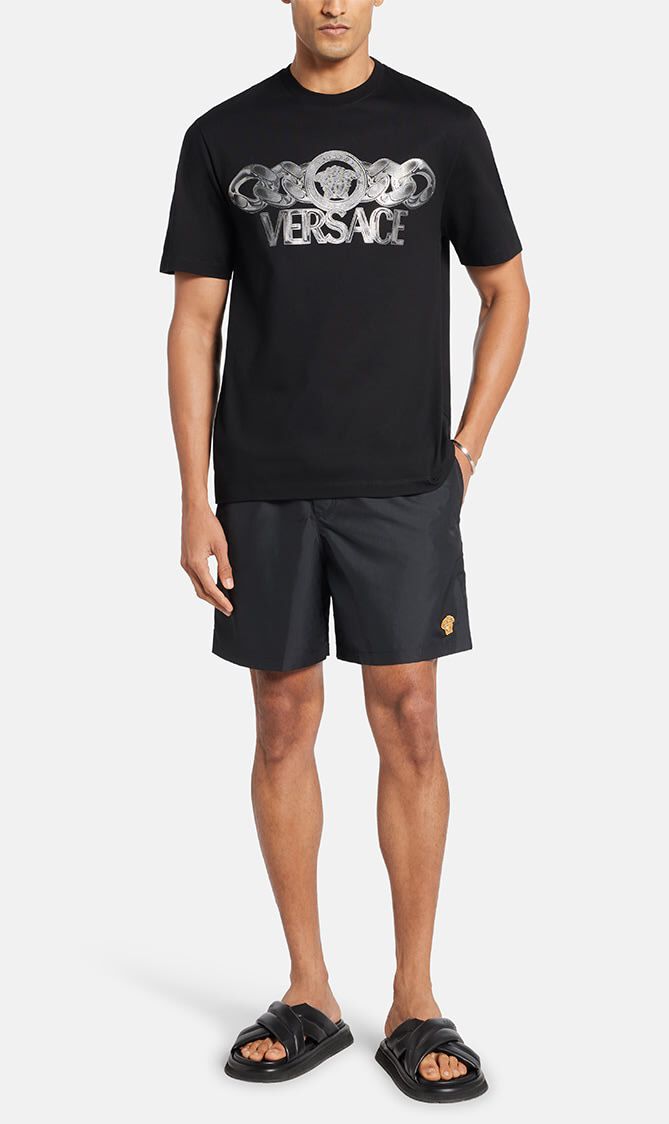 T-SHIRT COMPACT COTTON JERSEY FABRIC + MEDUSA ON CHAIN PRINT