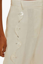 OFF WHITE HIGH WAISTED WAVY BUTTONING PANTS