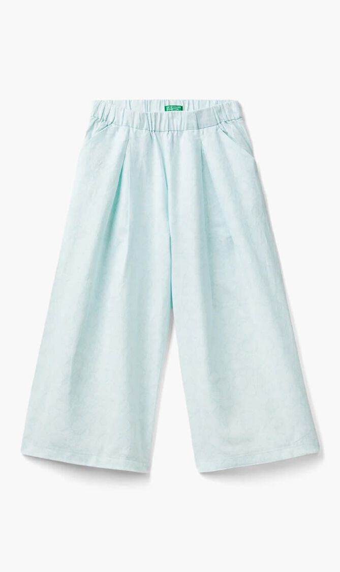 Printed Linen Blend Trousers