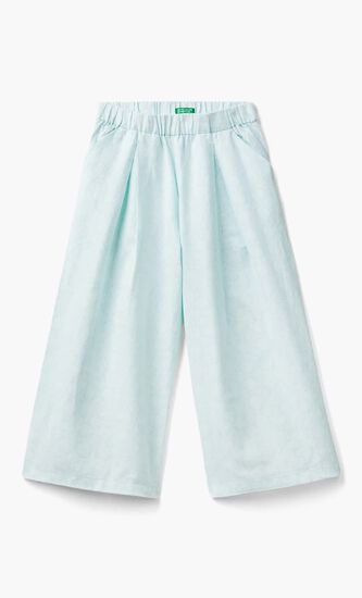 Printed Linen Blend Trousers