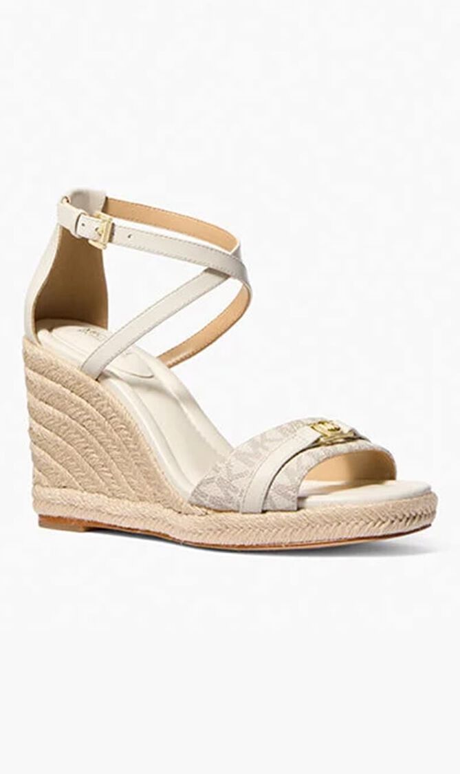 Mandy Signature Logo And Leather Wedge