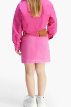 Contrast-Stitch Denim Mini Skirt