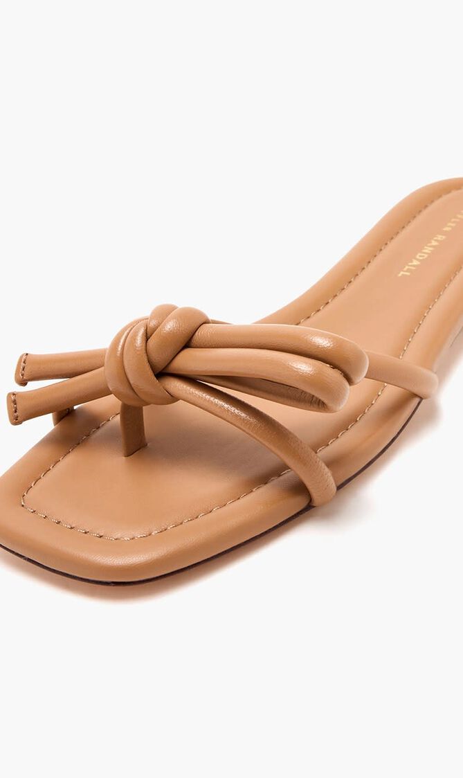 HADLEY LEATHER BOW FLAT SANDAL