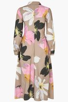 Waist Gather Shirt Midi Dress