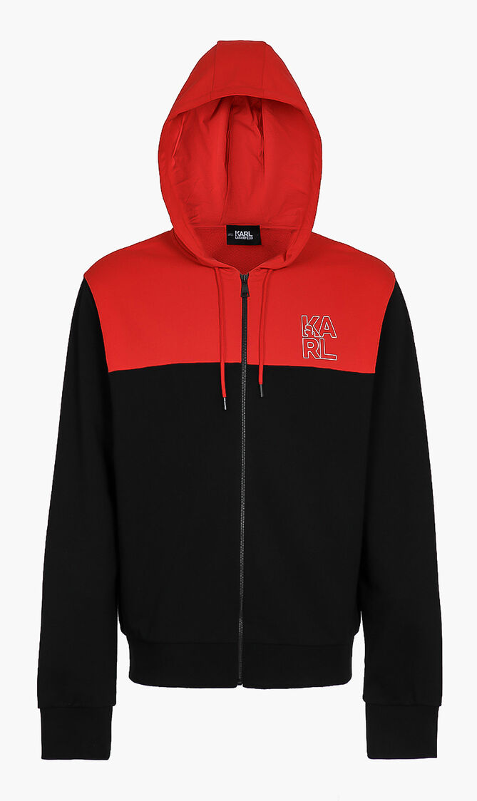 Colorblock Logo Zip Up Hoodie