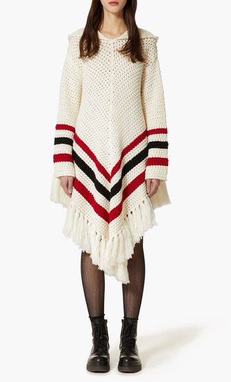 Wool Poncho with Striped Pattern