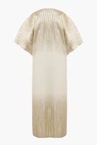 Pleated Metallic V Neck Dress