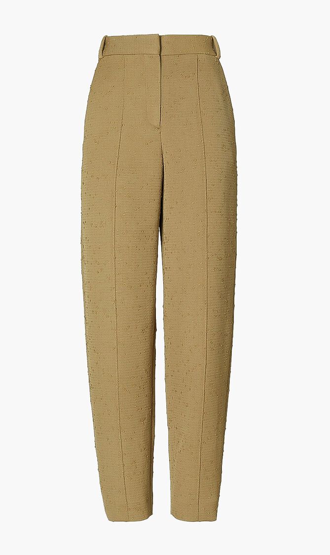 Pintuck tapered wool trousers