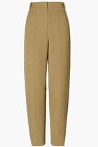 Pintuck tapered wool trousers