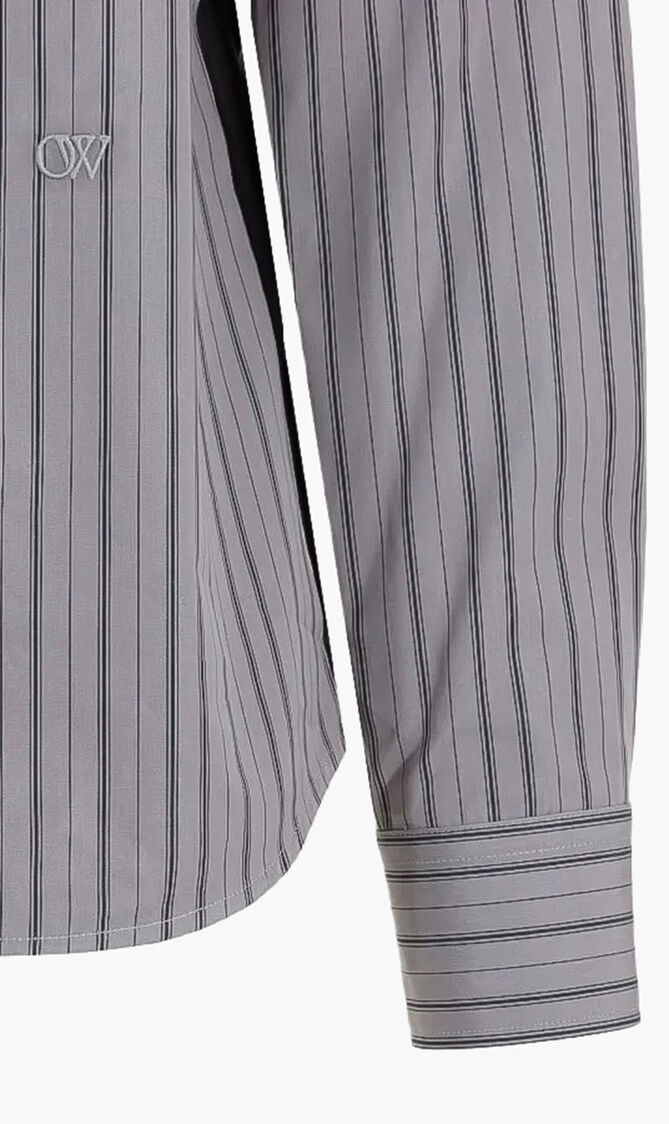 BUCKLEUP POPL STRIPE SHIRT DARK GREY BLA