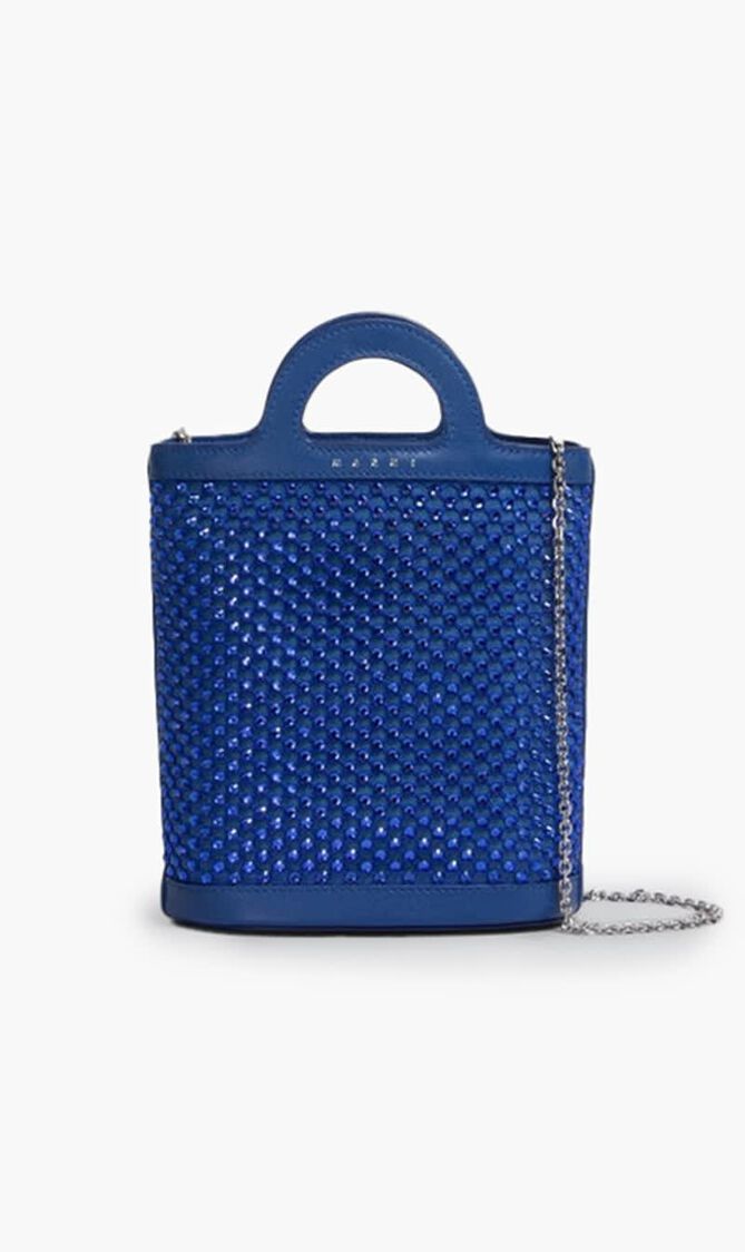 Blue Rhinestone Tropicalia Nano Bucket Bag